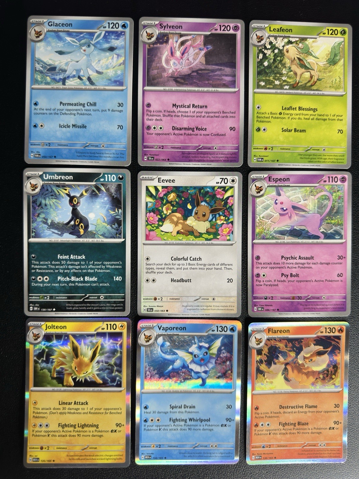 Pokemon TCG Eeveelutions Complete 9 Card Set Near Mint Eevee Collection Pokemon TCG Eeveelutions Complete 9 Card Set Near Mint Eevee Collection