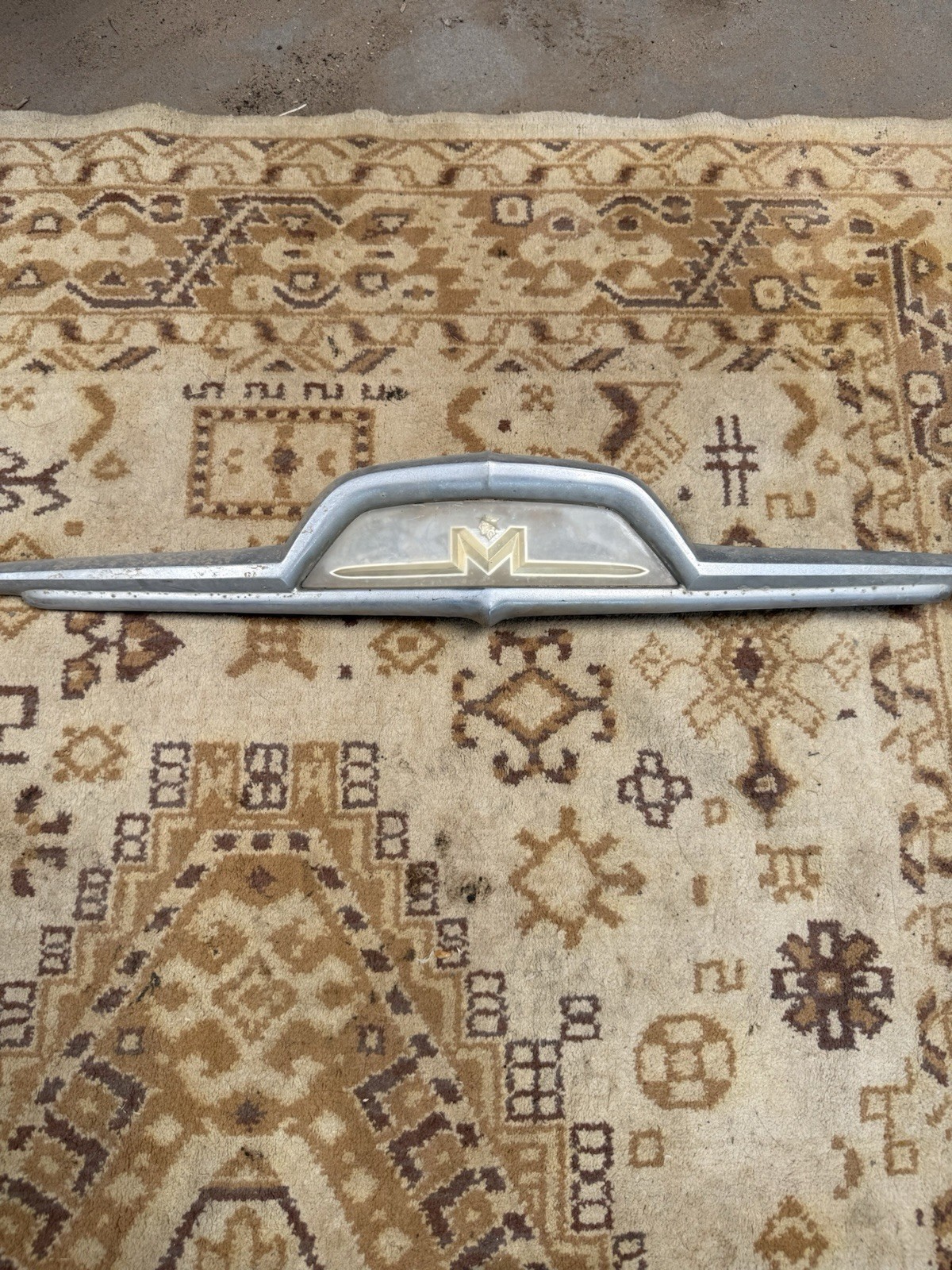 1956 Mercury Monterey Custom Trunk Trim Emblem Bar Wing Chrome 1956 Mercury Monterey Custom Trunk Trim Emblem Bar Wing Chrome