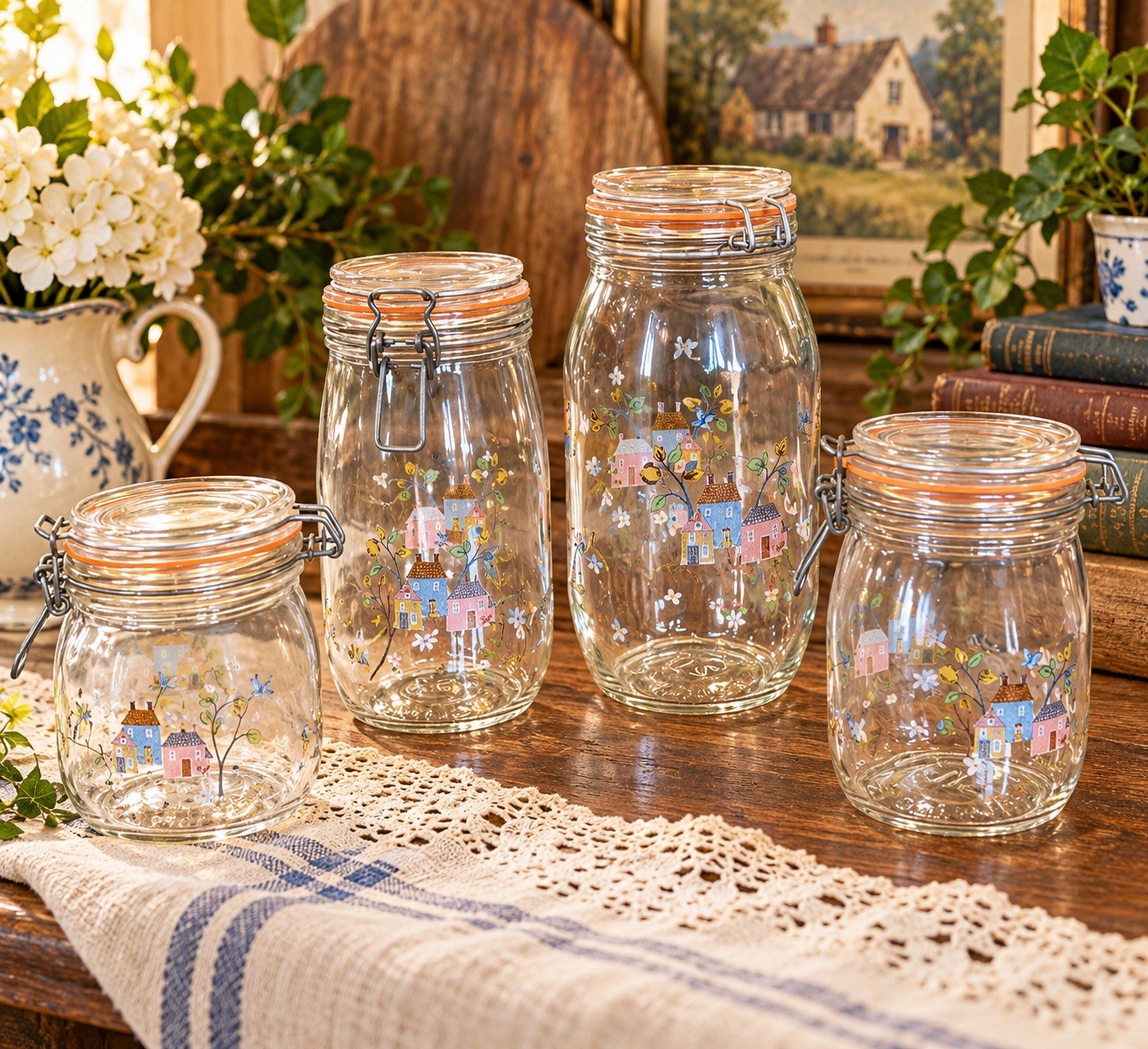 Vintage International China Heartland Glass Canister Jar Farmhouse Kitchen