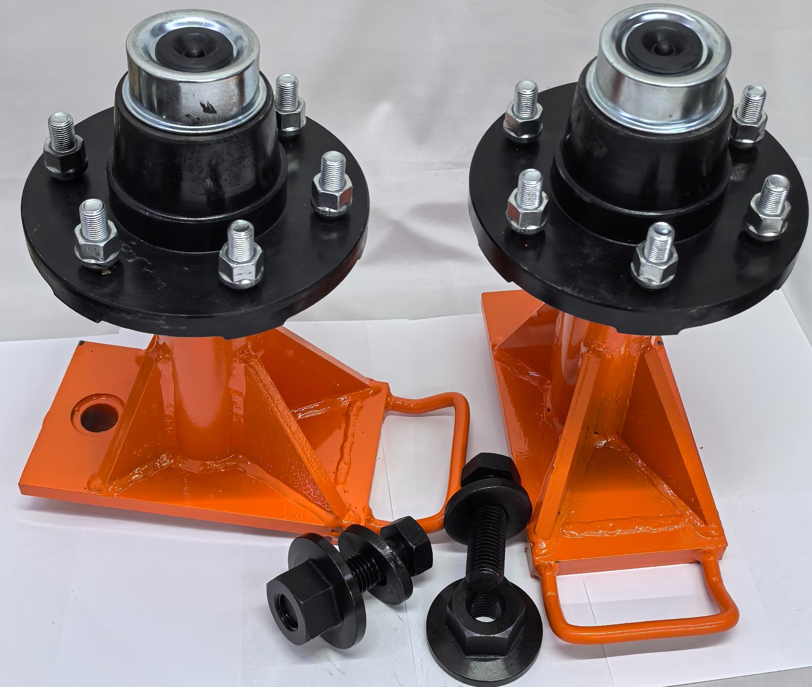 Heavy Duty Pair 6x5.5 Lug 8000lb Shipping Container Wheels Bolt-On Spindle Kit.