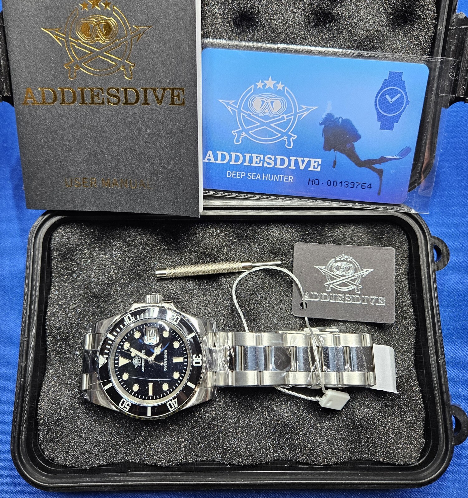 ADDIESDIVE Stainless Steel Watch Men's Driver Quartz Watch With Hardcase New