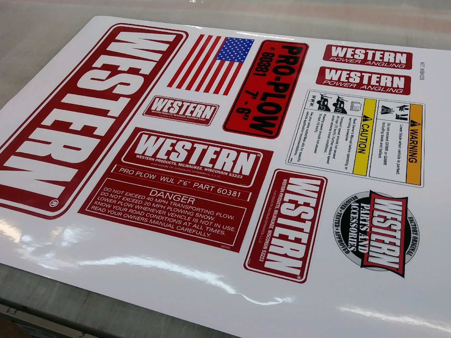 Pro Western Snow Plow DECALS All sizes avail. NEW 10 Piece Decal 7.6 kit (WBKOS)