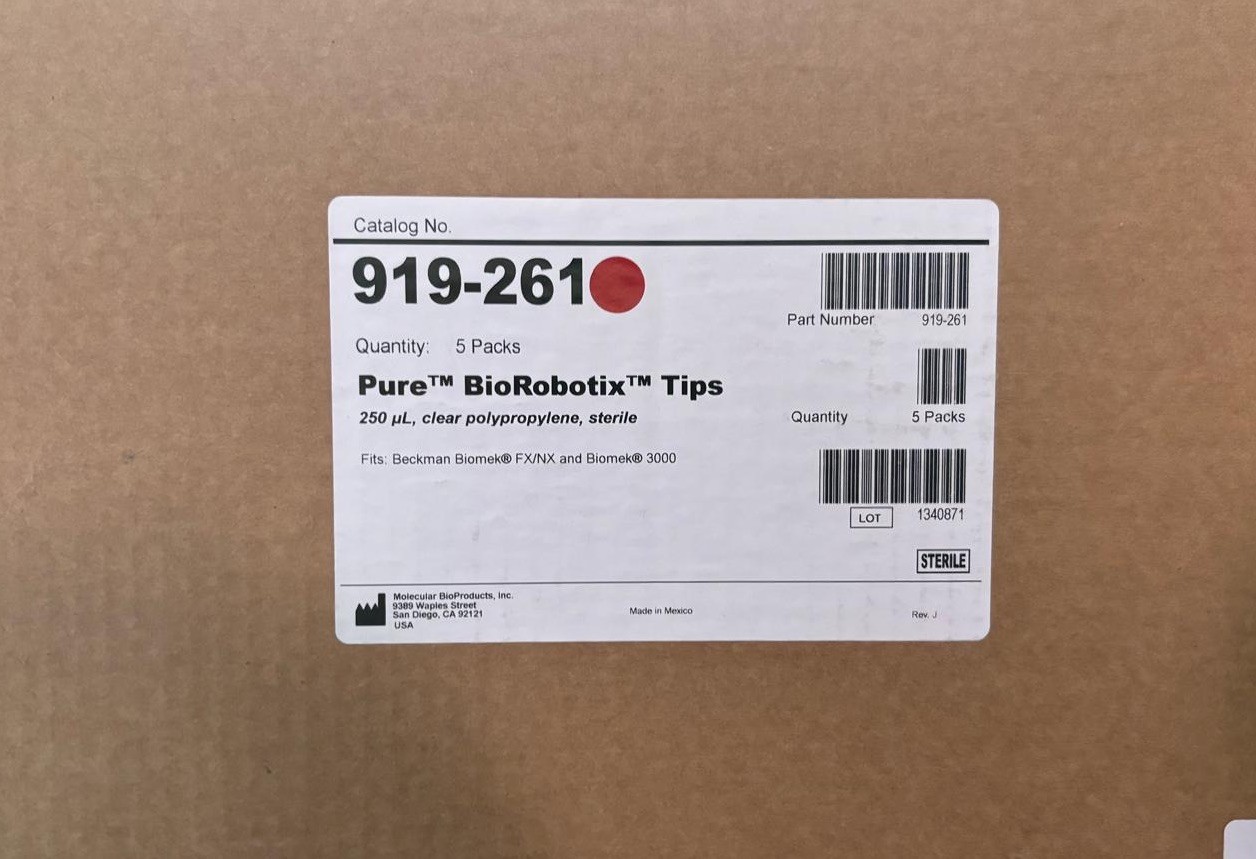 Thermo Fisher 919-261 Pure BioRobotix Tips 250 μL 1 Brown Case = 5 Packs NEW