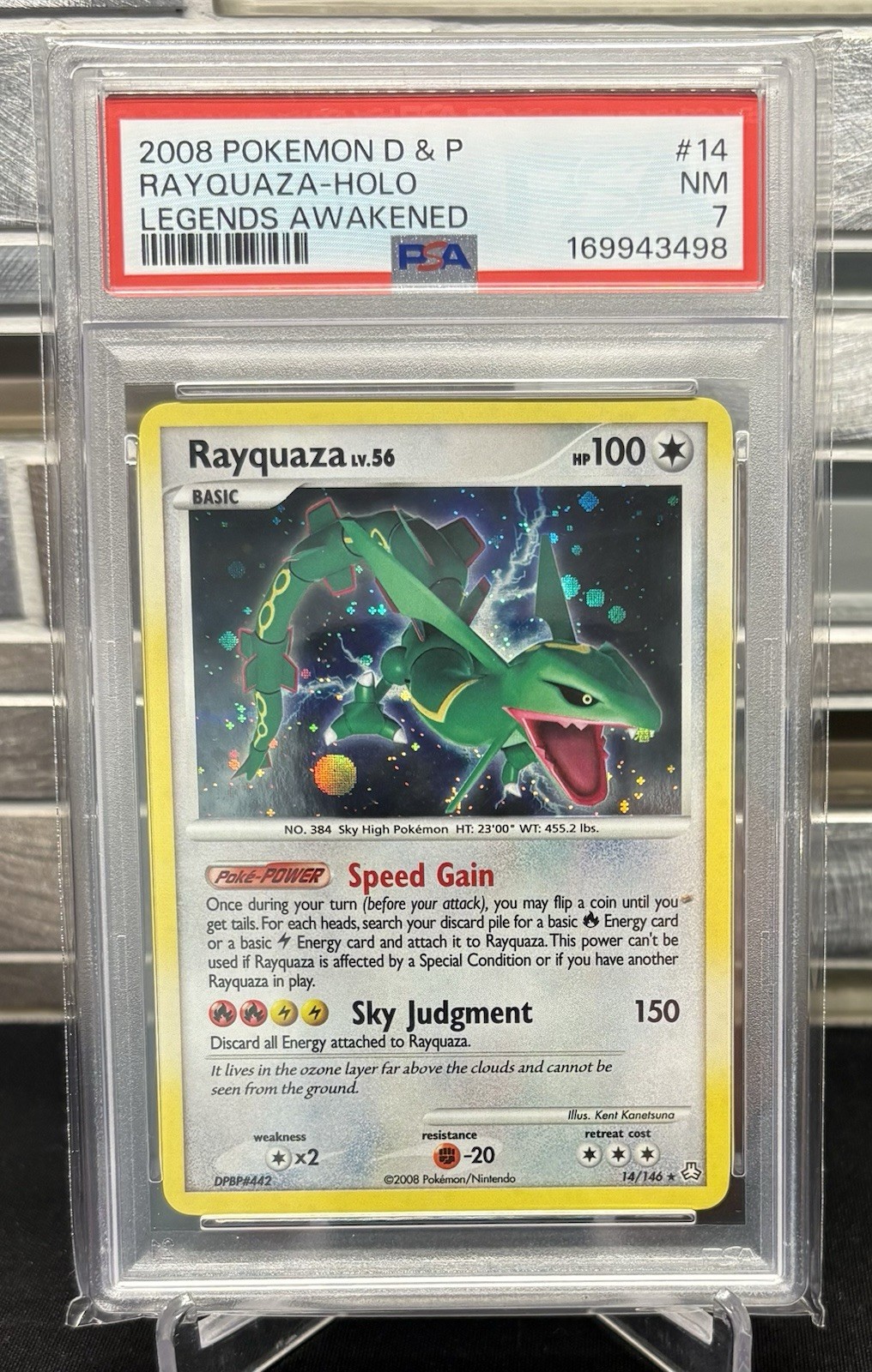2008 Pokemon Legends Awakened Rayquaza 14/146 Holo Rare PSA 7 NM 2008 Pokemon Legends Awakened Rayquaza 14/146 Holo Rare PSA 7 NM