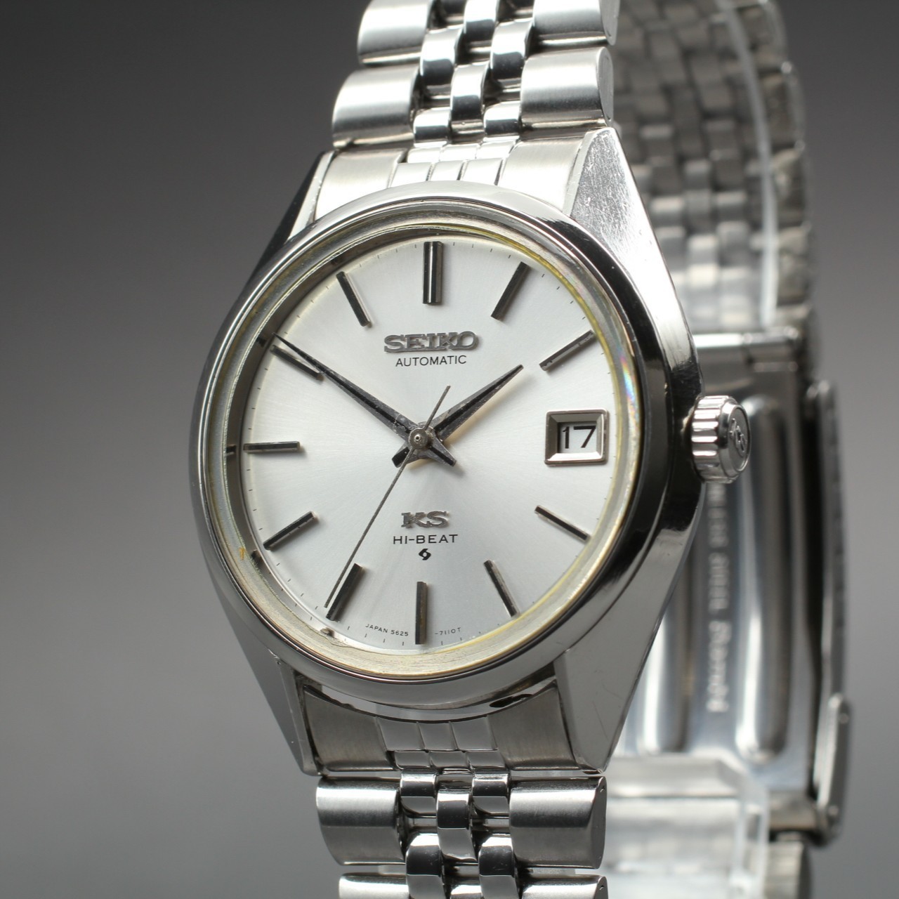 Vintage [N Mint] King Seiko 5625-7110 KS Hi-Beat Silver Men\'s AT Watch JP U774
