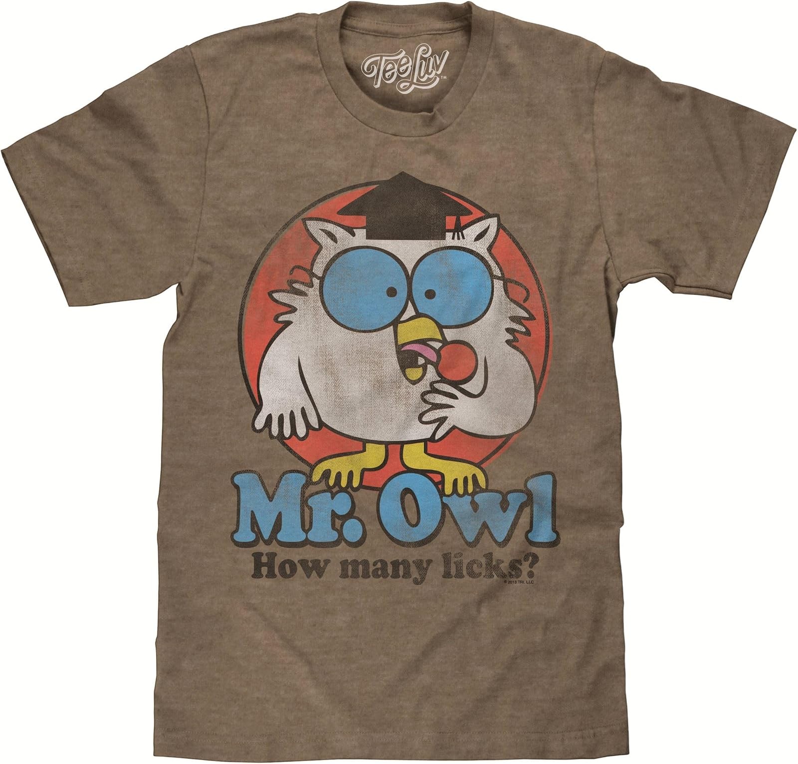 Tee Luv Men\'s Mr Owl How Many Licks Vintage Tootsie Pop Graphic T-Shirt Faded T Tee Luv Men\'s Mr Owl How Many Licks Vintage Tootsie Pop Graphic T-Shirt Faded T