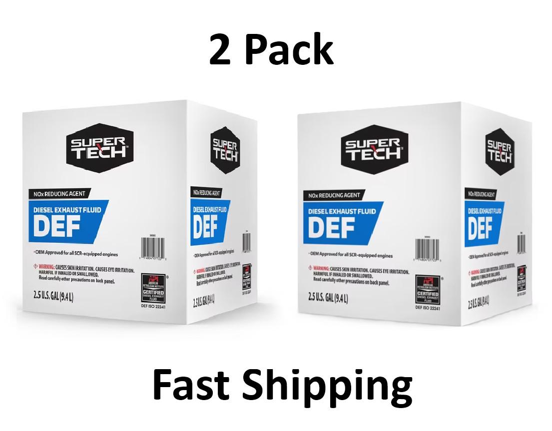Super Tech DEF Diesel Exhaust Fluid, Made in USA, 2.5 Gallon (9. L), 2-Pack Super Tech DEF Diesel Exhaust Fluid, Made in USA, 2.5 Gallon (9. L), 2-Pack