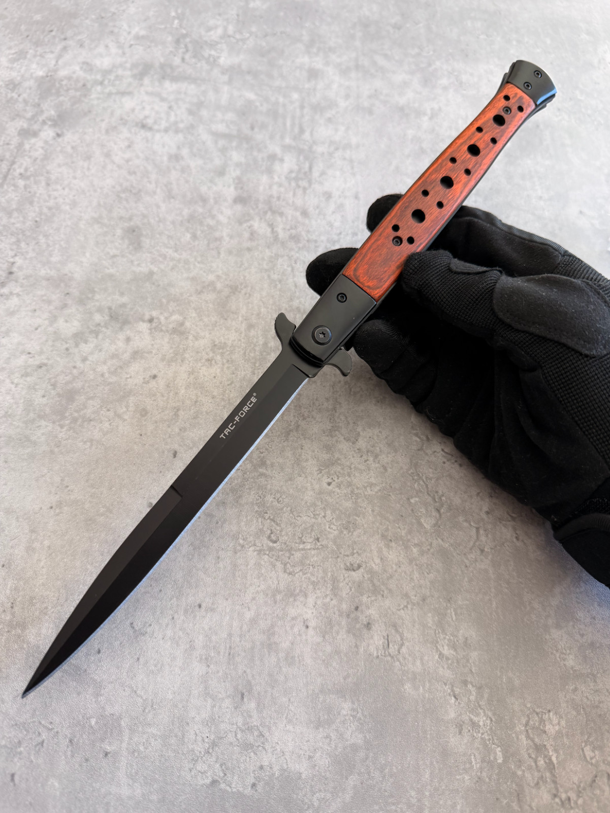 Big Boy Stiletto, Spring Assisted Folding Pocket Knife, Pakkawood