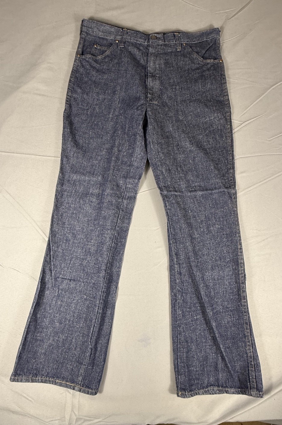 Vintage 60s 70s Buckleback Denim Jeans Flare Bell Bootcut 36x29