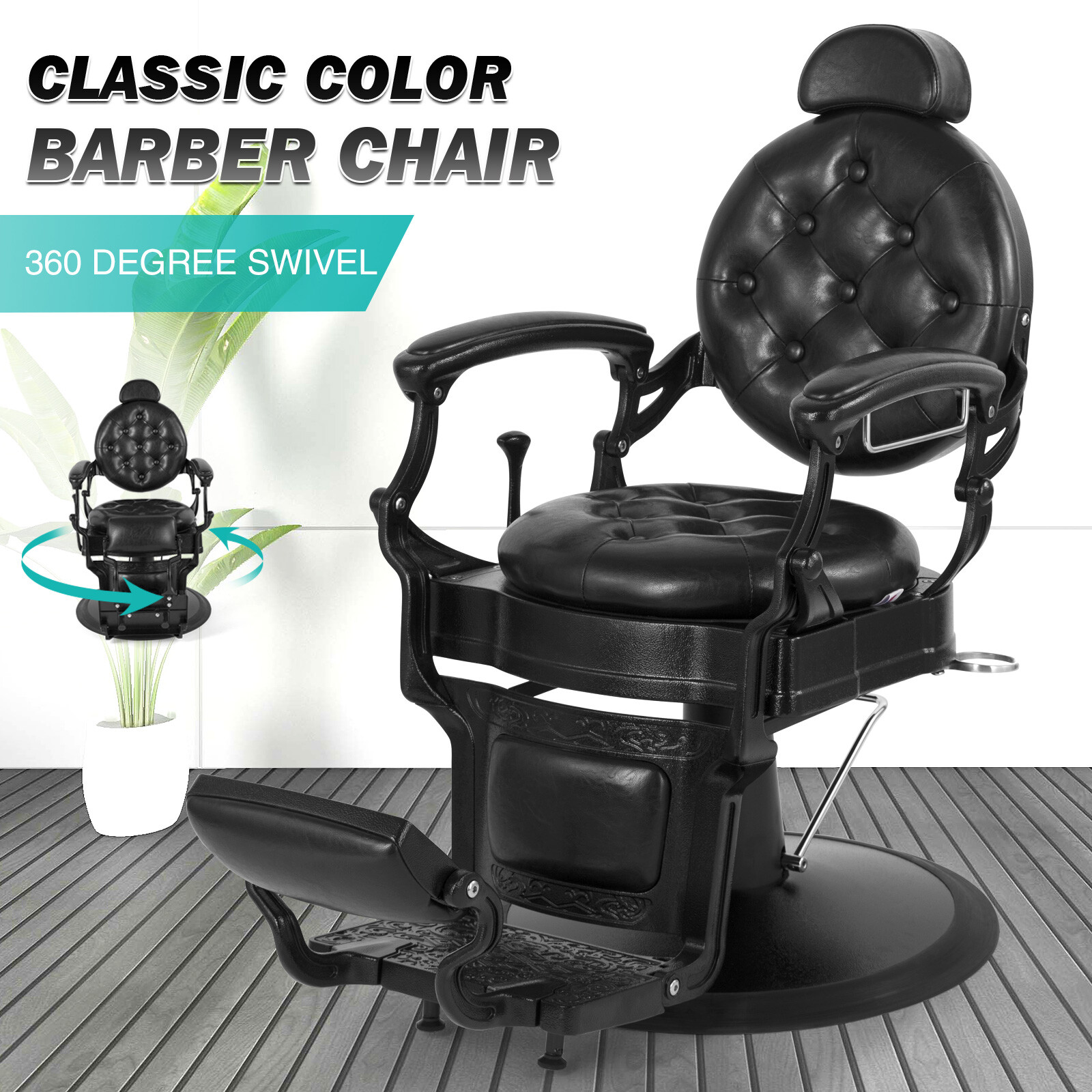 Vintage Heavy Duty Hydraulic Barber Chairs Reclining Salon Beauty Hair Stylings