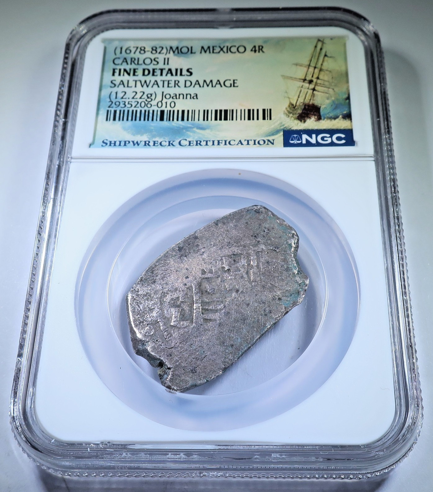 1678-1682 Joanna Shipwreck Mexico 4 Reales NGC Genuine 1600s Spanish Cob 4R Coin