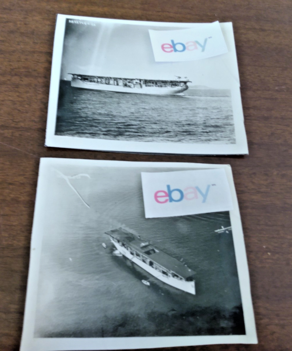 Two Antique 1925 U.S.S. LANGLEY Converted Aircraft Carrier Photographs, Photos Two Antique 1925 U.S.S. LANGLEY Converted Aircraft Carrier Photographs, Photos
