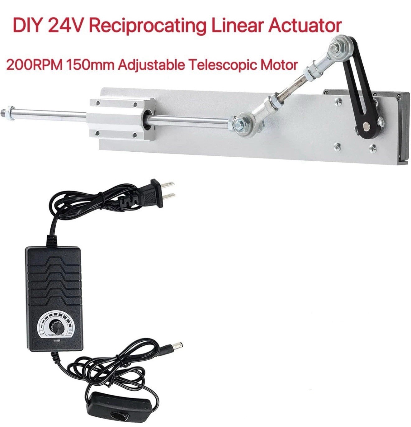 DIY 24V Reciprocating Linear Actuator 200RPM 150mm Adjustable Telescopic Motor