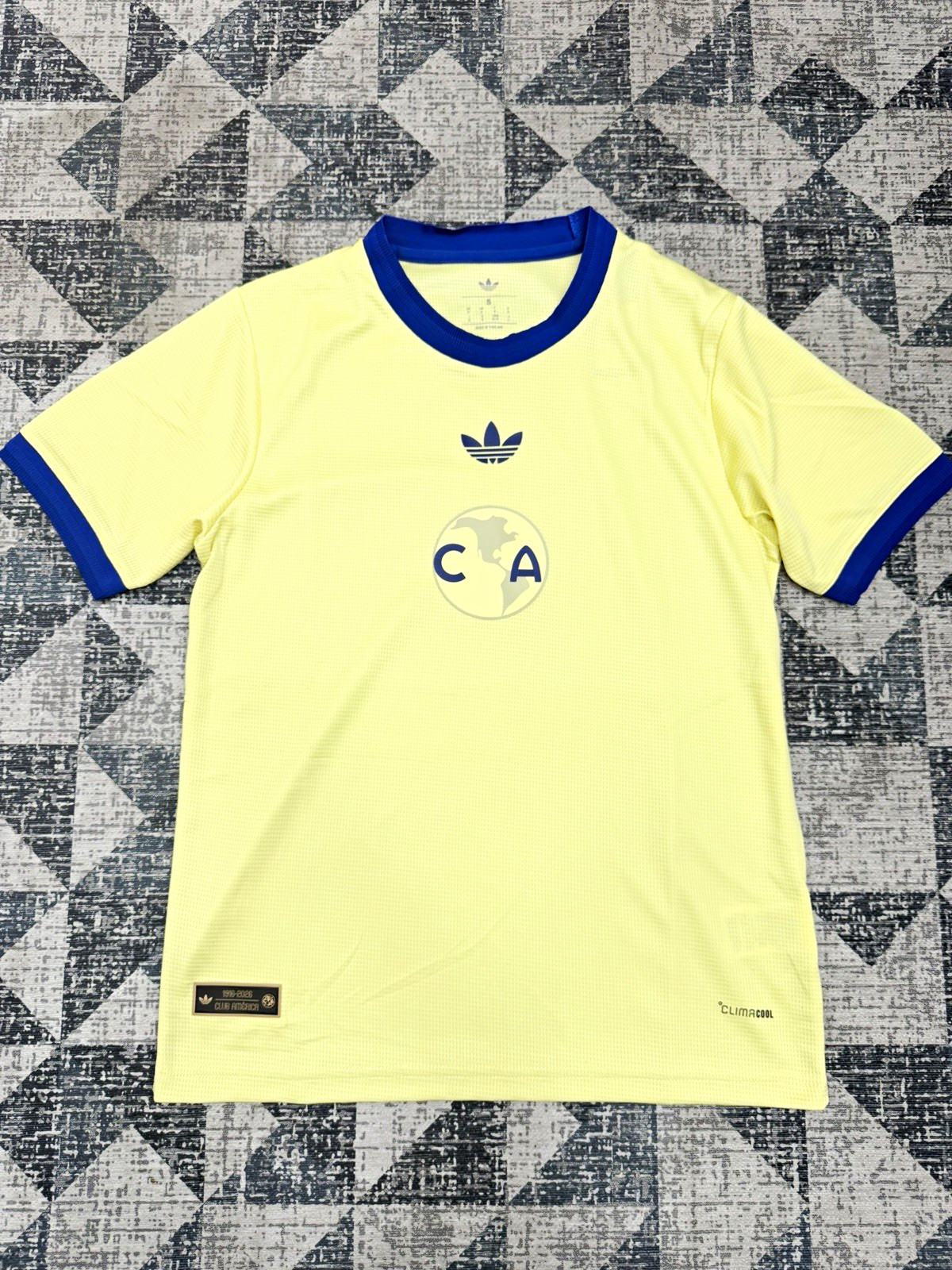 Club América 110th Anniversary Soccer Jersey Shirt Yellow Blue Trim Club América 110th Anniversary Soccer Jersey Shirt Yellow Blue Trim