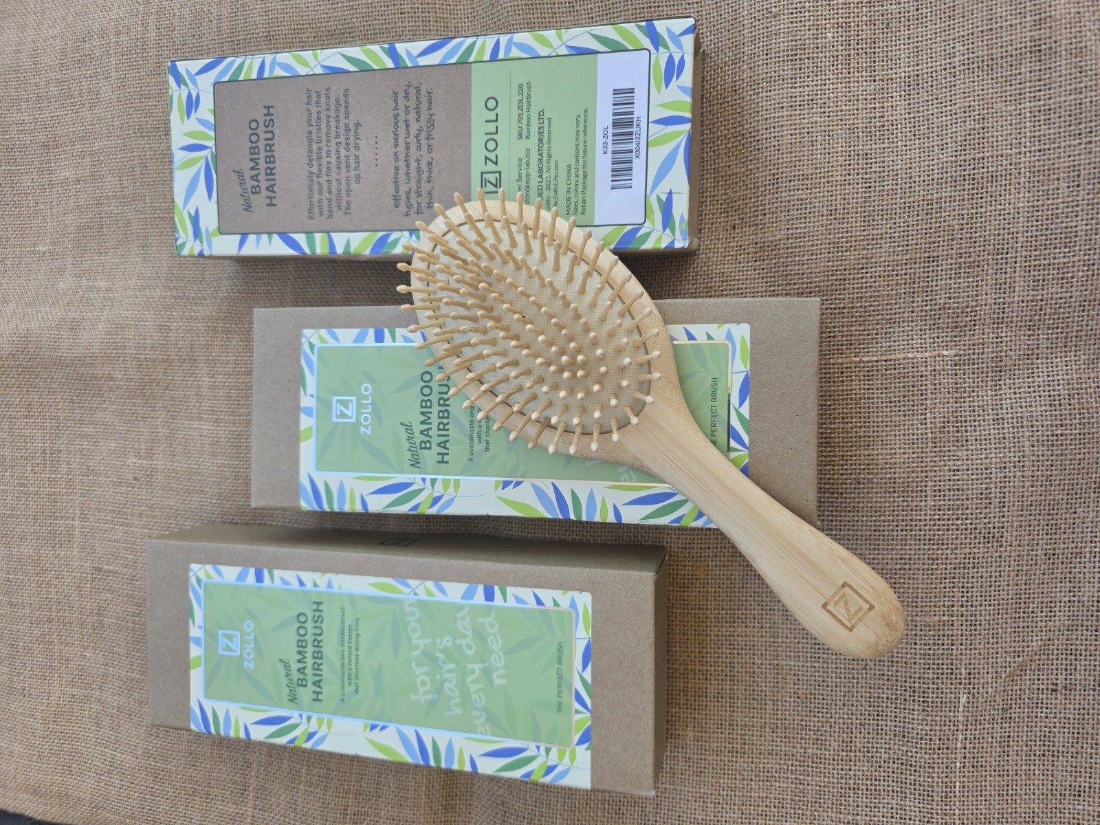 Lot of 3 Zollo Bamboo Hair Brushes, Paddle Detangling Brush Men Women Children Lot of 3 Zollo Bamboo Hair Brushes, Paddle Detangling Brush Men Women Children