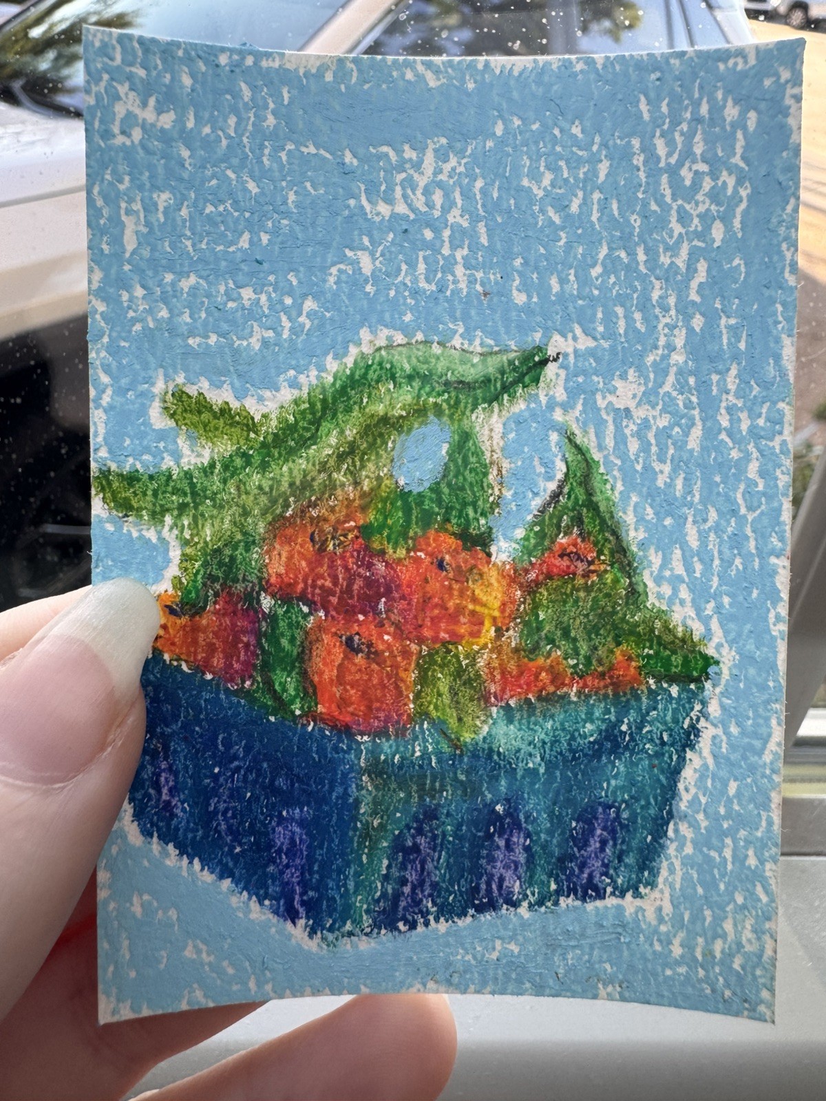 ACEO (Original) Whimsical Farmers Market Oranges Oil Pastel by TinyWondersClub ACEO (Original) Whimsical Farmers Market Oranges Oil Pastel by TinyWondersClub