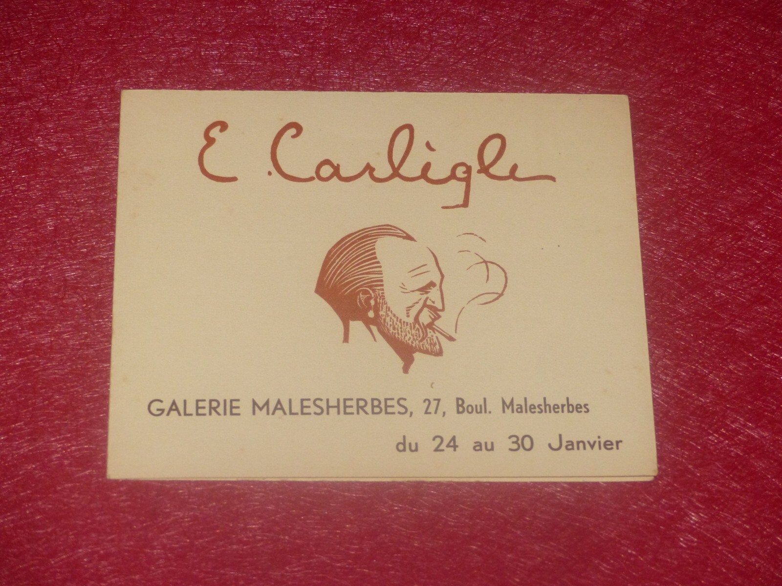 Invitation Vernissage - Expo-Vente E. Carlegle 24/01/1938 For The Widow