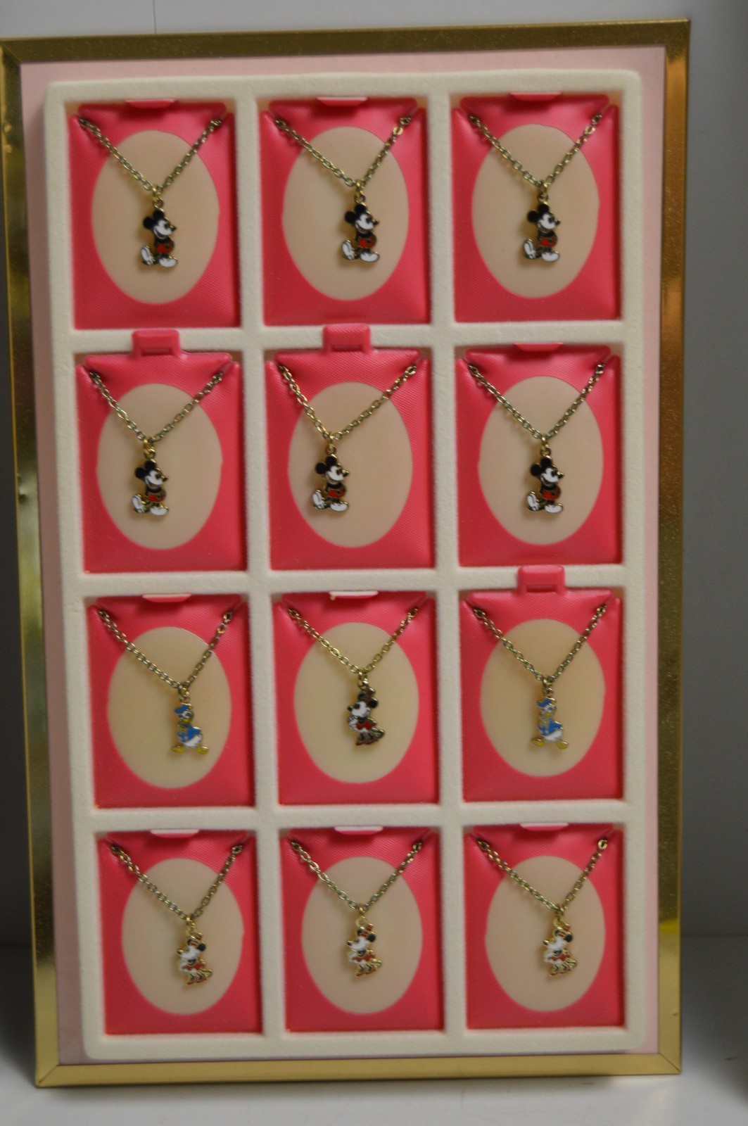 Vintage Disneyland Necklaces Display Box Resale MCM Mickey Minnie Donald Walt