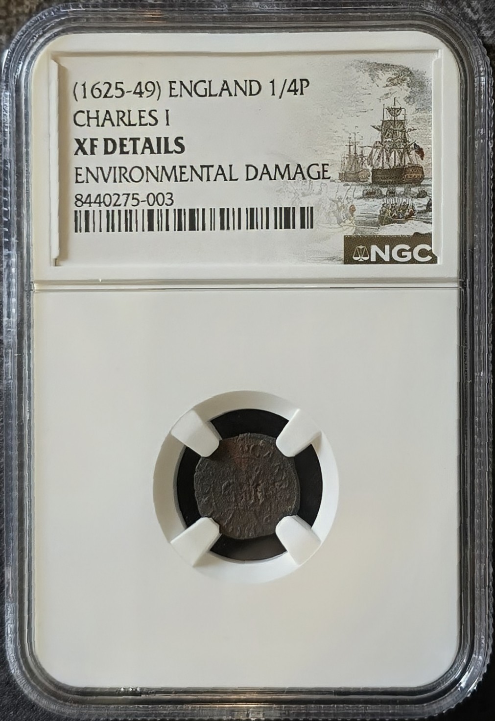 ENGLAND. Charles I. 1625-1649, Copper Rose Farthing, NGC XF Details ENGLAND. Charles I. 1625-1649, Copper Rose Farthing, NGC XF Details