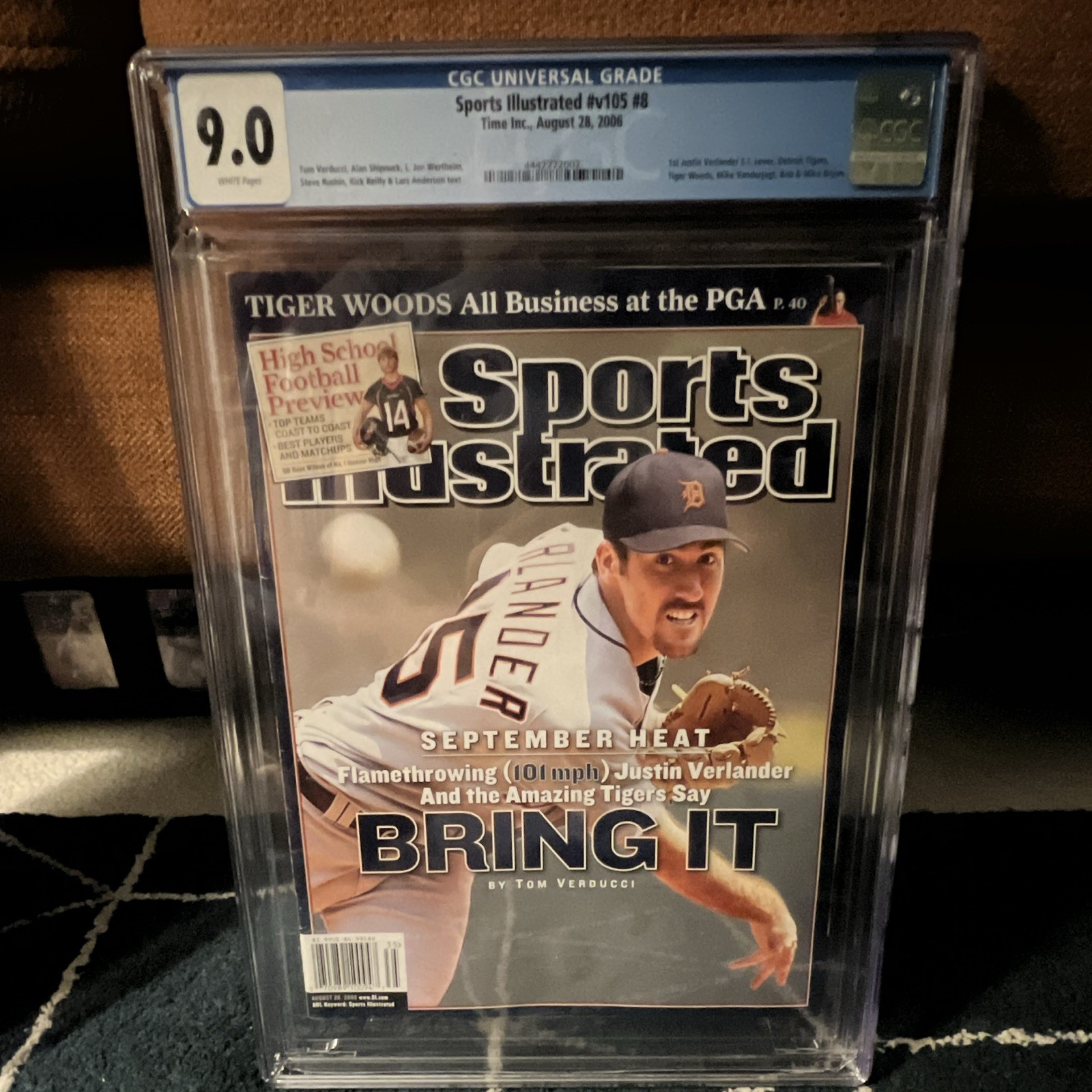 Sports Illustrated Justin Verlander true NEWSSTAND / BARCODE Aug 28 2006 CGC 9.0 Sports Illustrated Justin Verlander true NEWSSTAND / BARCODE Aug 28 2006 CGC 9.0