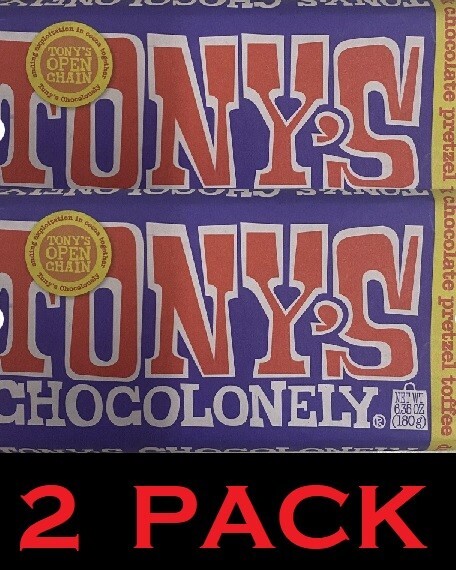 2x Tony\'s Chocolonely 42% Dark Milk Chocolate Pretzel Toffee Bar 6.35oz - 2 PACK