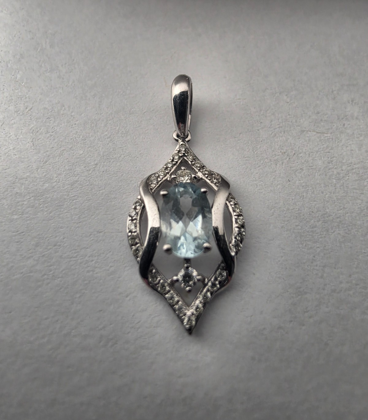 Kenny G & Company 14K White Gold Aquamarine & Diamond Pendant
