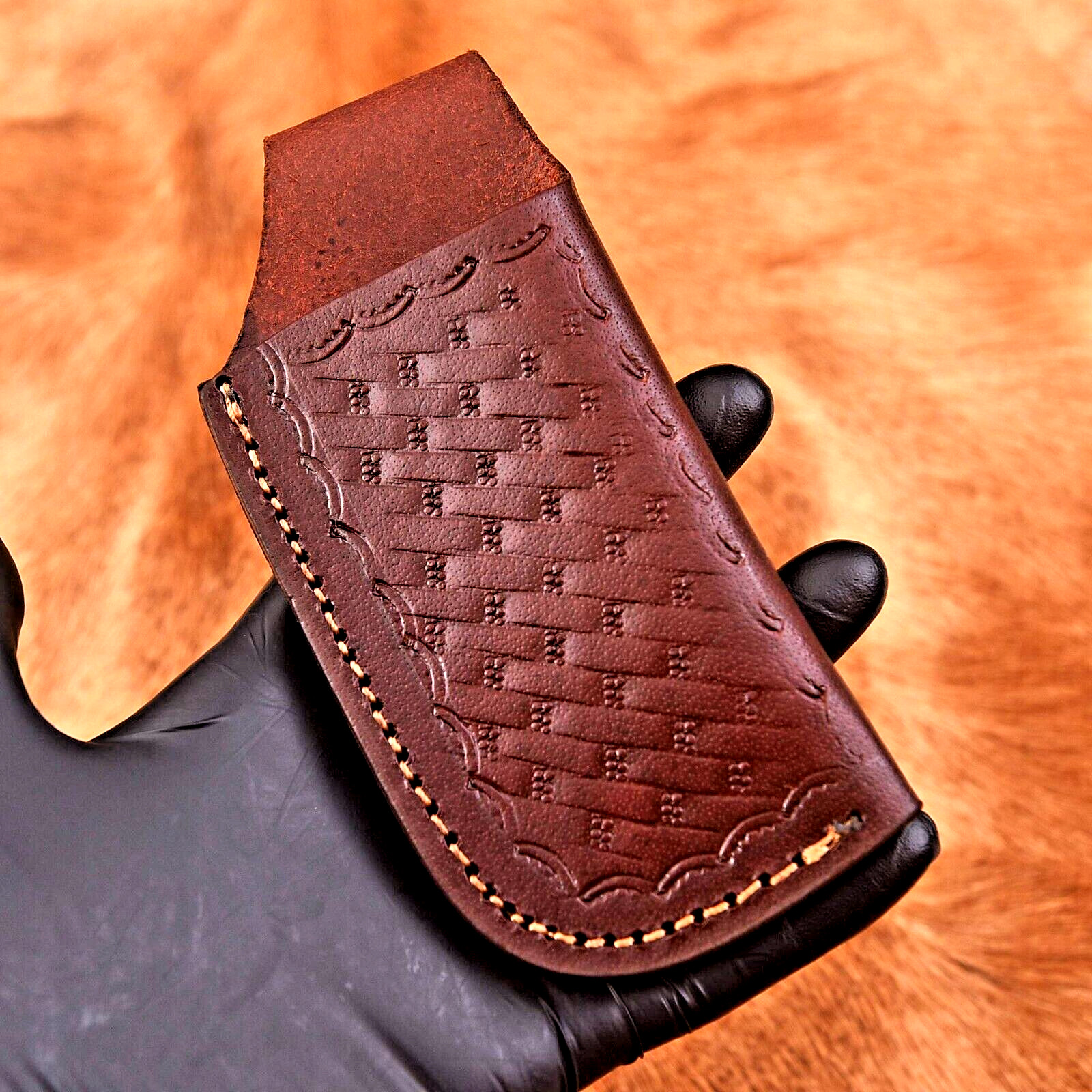 CUSTOM HANDMADE PURE COW LEATHER SHEATH FOR FOLDING POCKET KNIFE COVER 1711