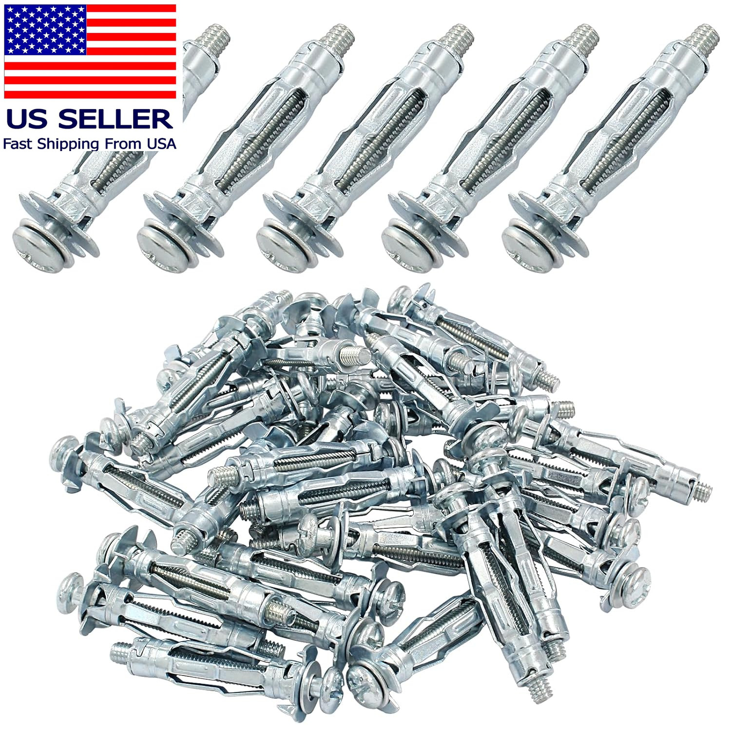 30 Pcs M4 X 32Mm Bolt, Hollow Drive Wall Anchor Screw | Heavy Duty Zinc Plated S 30 Pcs M4 X 32Mm Bolt, Hollow Drive Wall Anchor Screw | Heavy Duty Zinc Plated S