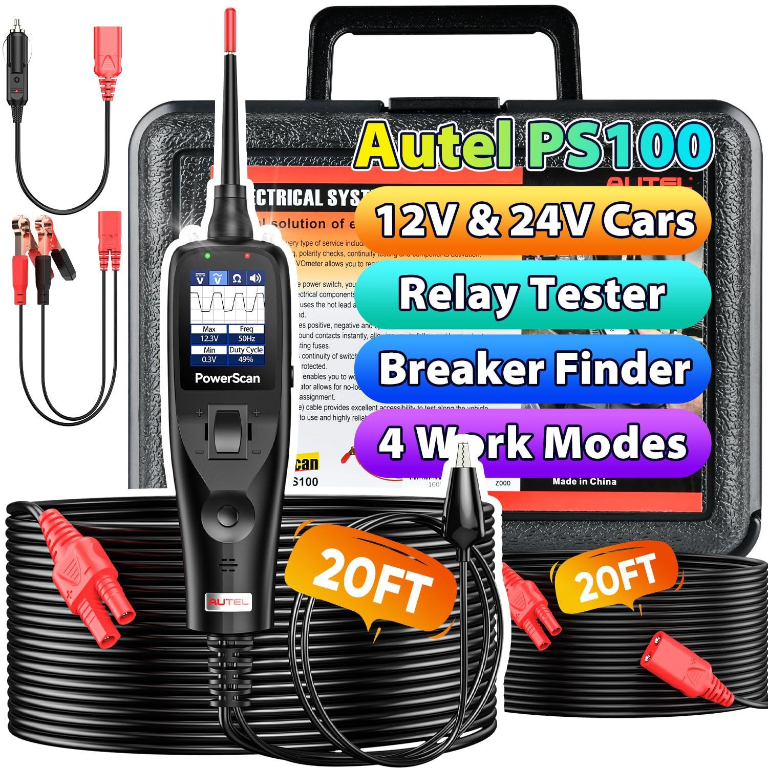 Autel Power Probe PS100 PowerScan Auto Circuit Tester Electrical Tool 12V/24V