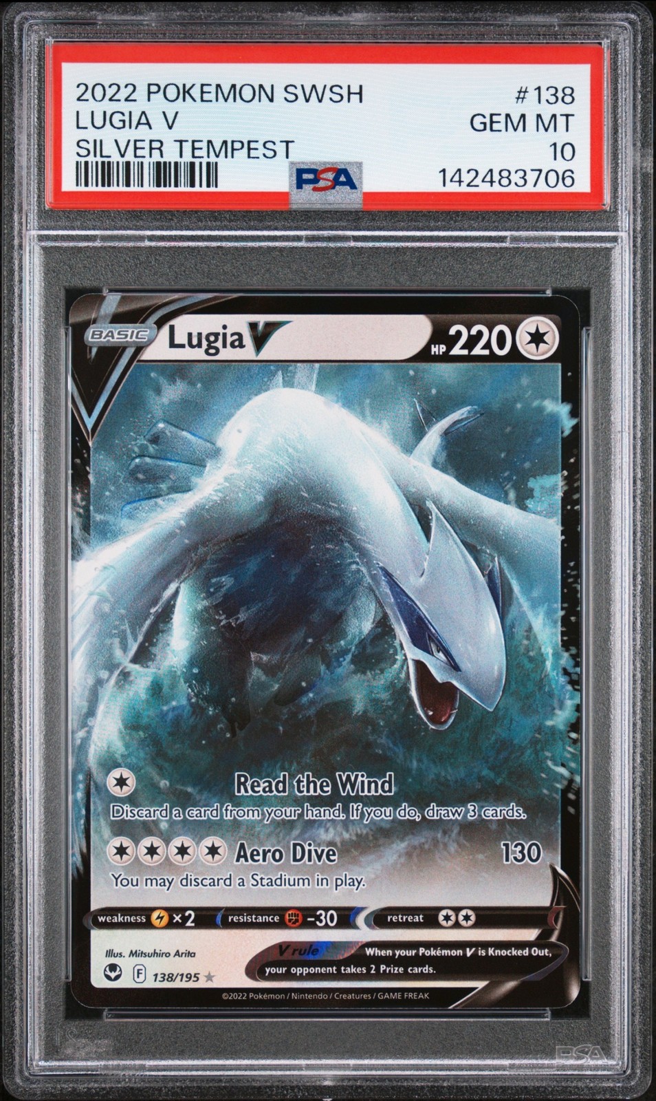 Pokemon TCG Lugia V 138/195 Sword & Shield Silver Tempest Rare PSA 10 Pokemon TCG Lugia V 138/195 Sword & Shield Silver Tempest Rare PSA 10