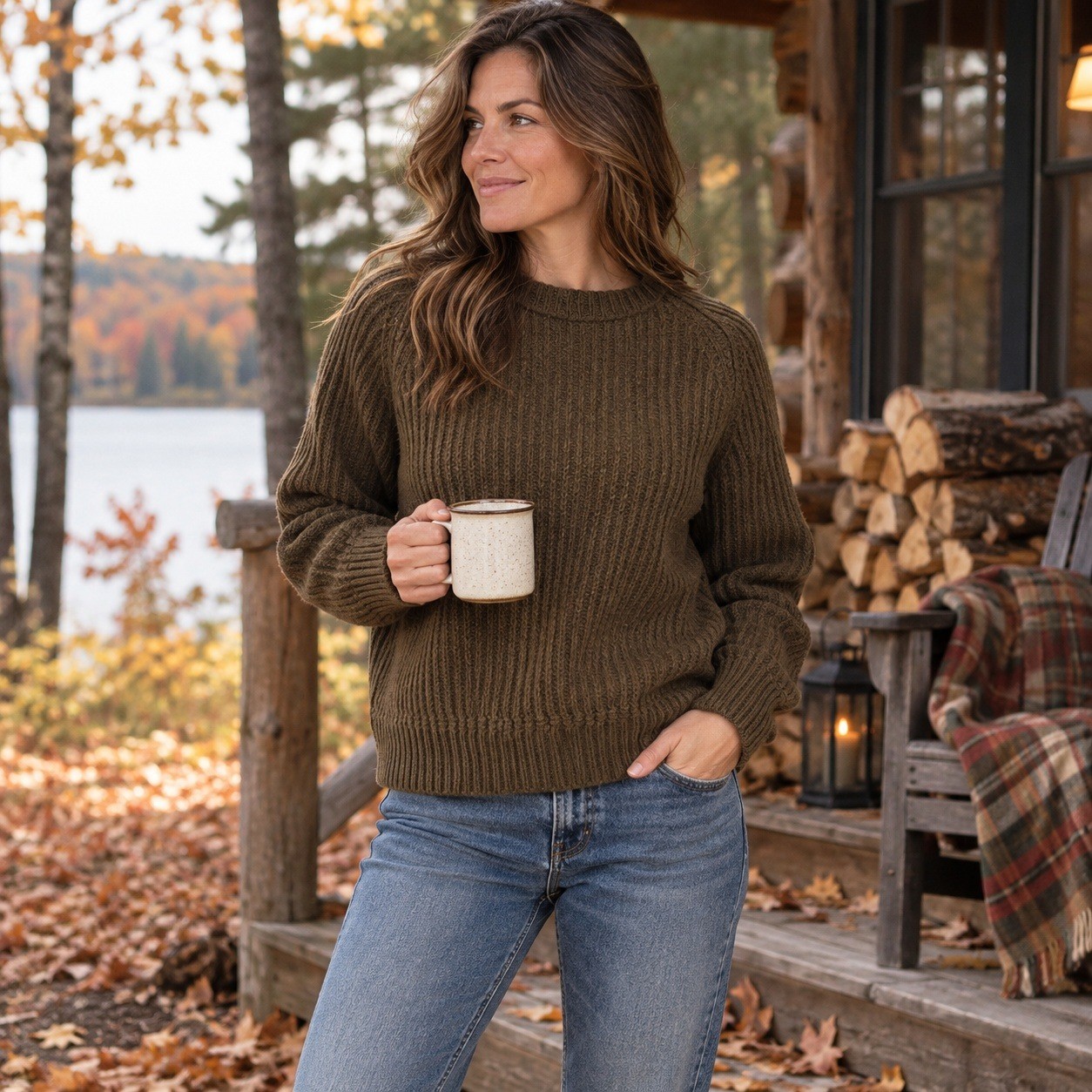 Vintage C.C. Filson Crewneck Sweater 100% Lambswool Rib Knit Brown Women\'s L