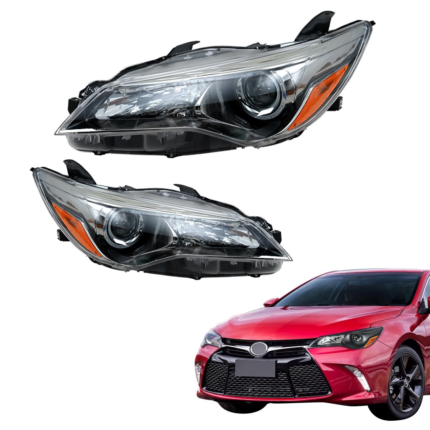 For 2015-2017 Toyota Camry LE SE Halogen Headlamp Black Headlight Set For 2015-2017 Toyota Camry LE SE Halogen Headlamp Black Headlight Set