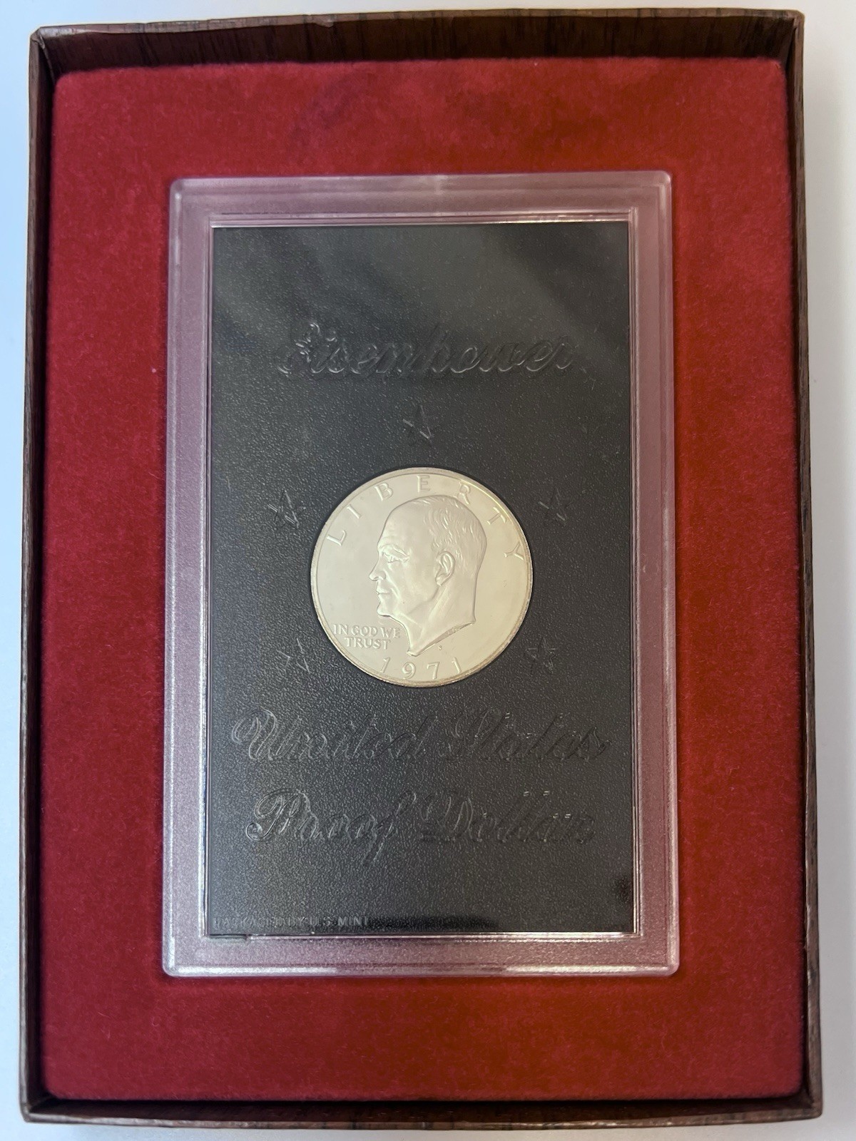 1971-S U.S. Eisenhower Dollar Coin Silver Proof Set Brown Box