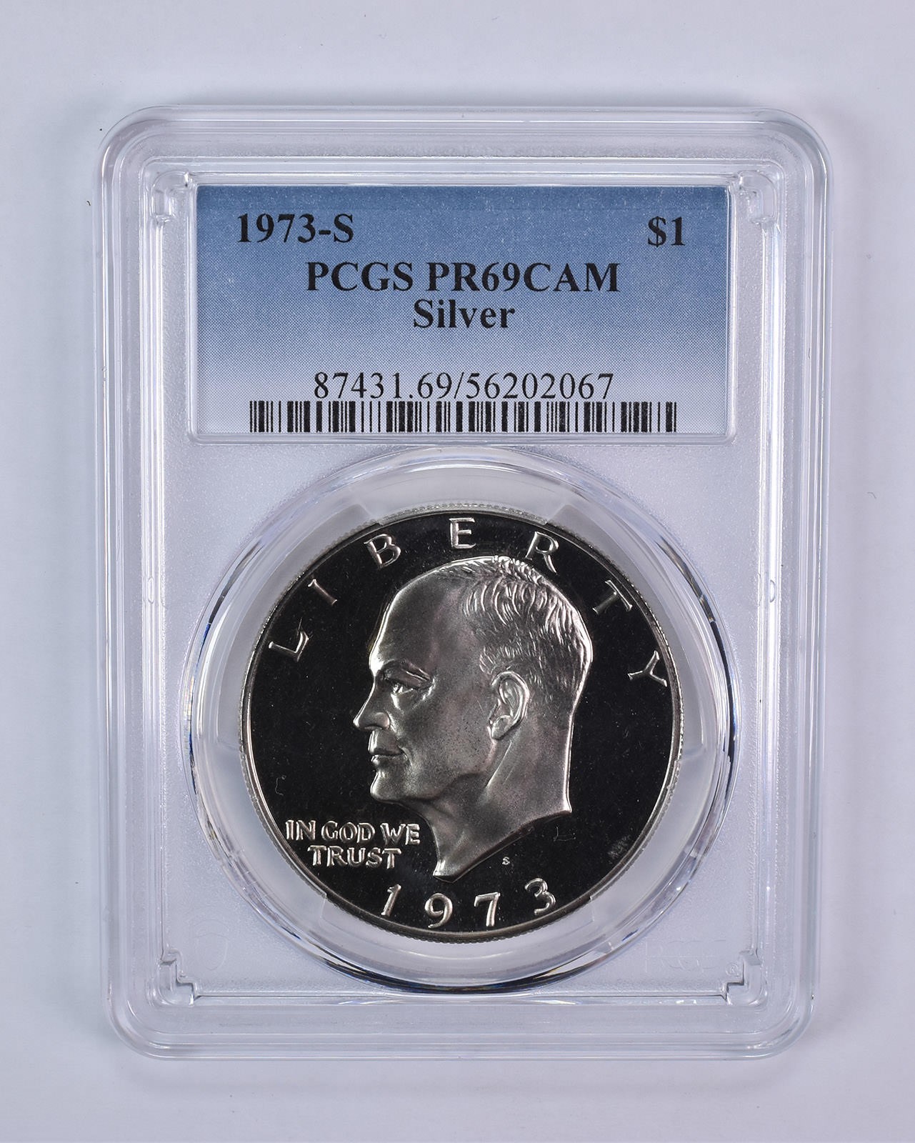 1973-S Eisenhower $1 Silver PR69 CAMEO PCGS Blue Label 1973-S Eisenhower $1 Silver PR69 CAMEO PCGS Blue Label
