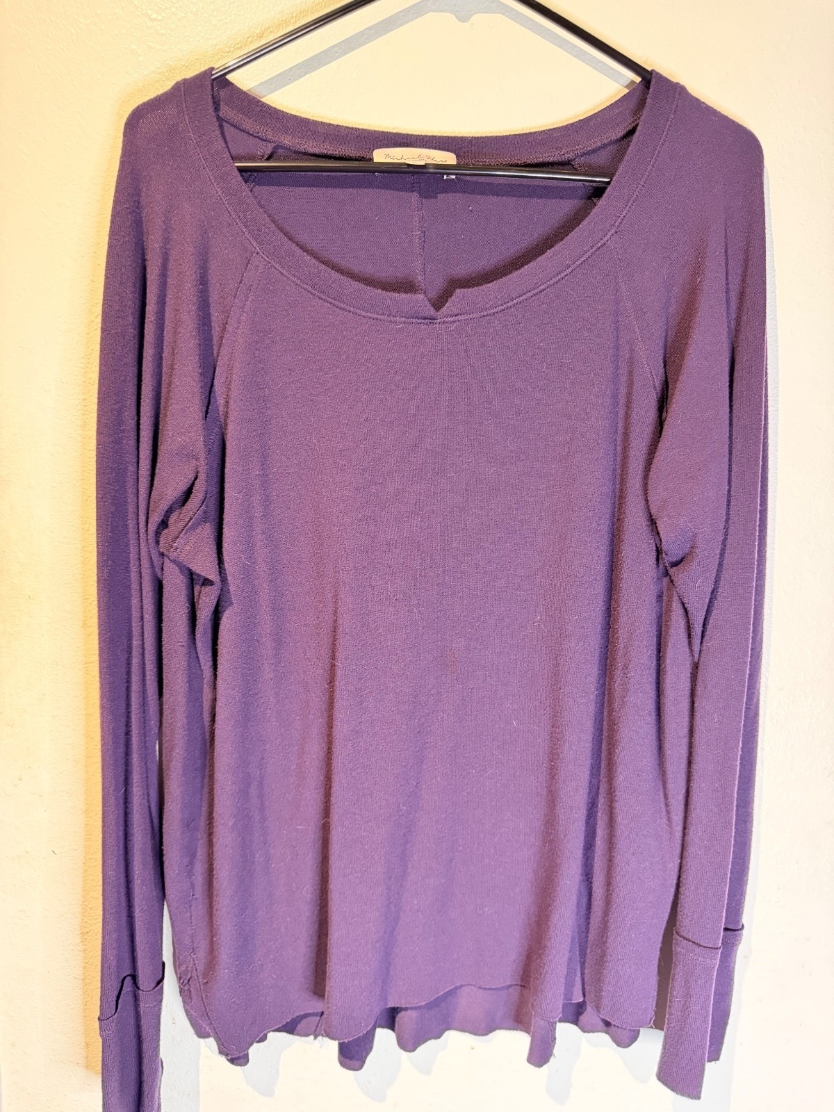 Michael Stars Women\'s Long Sleeve Purple Scoop Neck Top XL Michael Stars Women\'s Long Sleeve Purple Scoop Neck Top XL