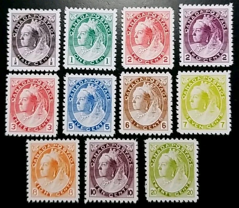 Canada Stamps #74-84 1898-1902 Queen Victoria Numerals Replica Set
