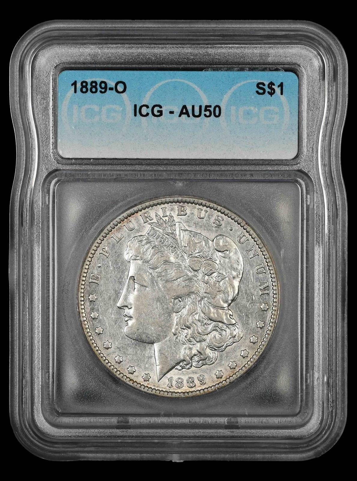 1889 O $1 ICG  AU50