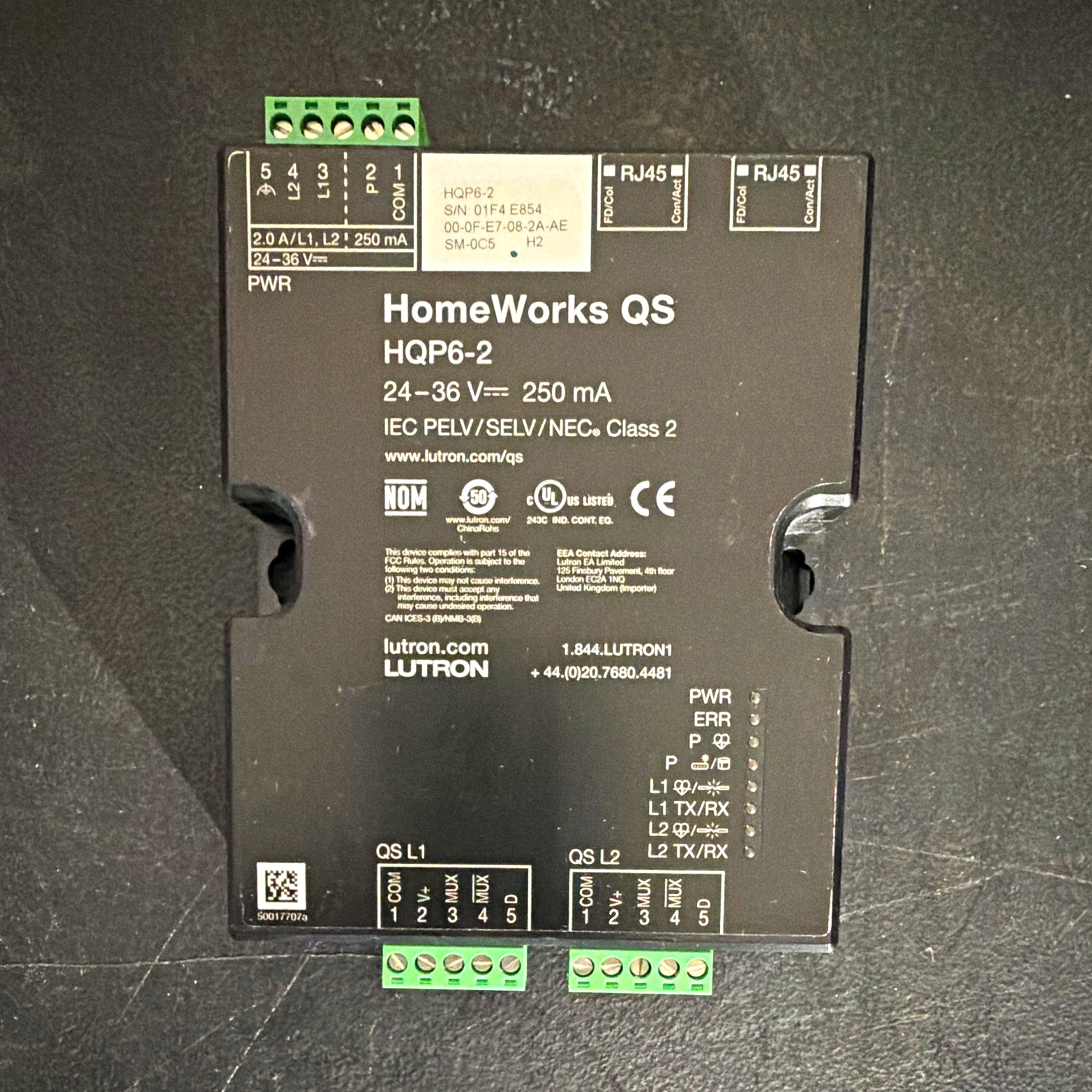 Lutron HomeWorks QS HQP6-2 Processor Clear Connect - Tested Working