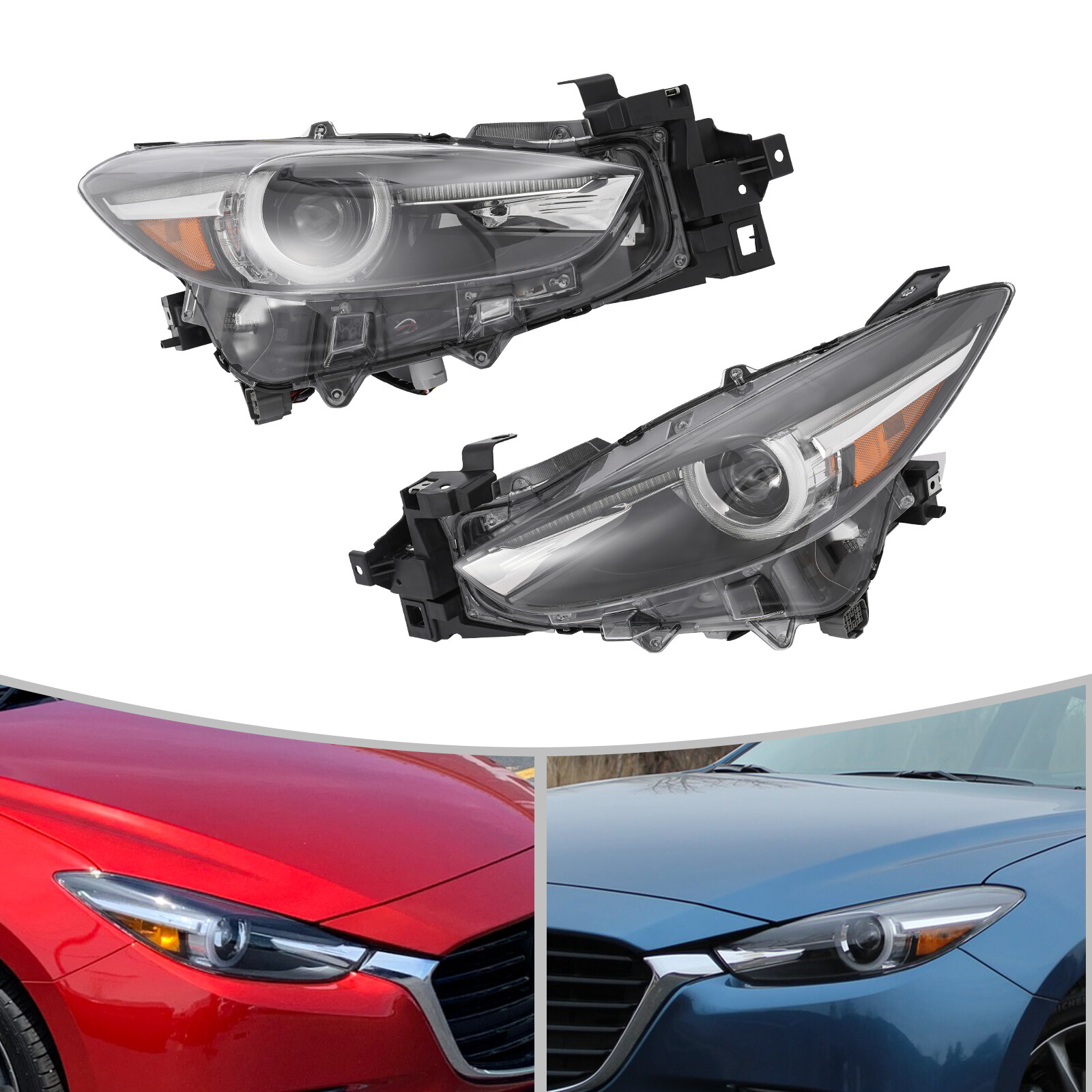For 2017-2018 Mazda 3 LED Headlight Assembly (Black) Headlamp(s) Left/Right Opt.