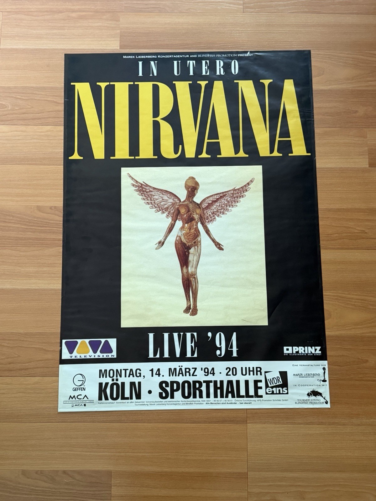 1994 NIRVANA Poster Hamburg Sporthalle Germany Cancelled Show In Utero 1994 NIRVANA Poster Hamburg Sporthalle Germany Cancelled Show In Utero