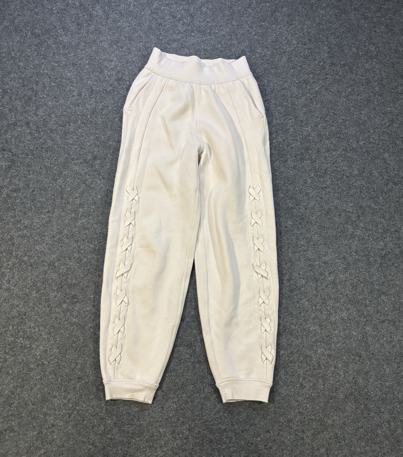 Lululemon Jogger Women’s Size 0 Fleece Lace Up Side Ribbed Waist Cuffed