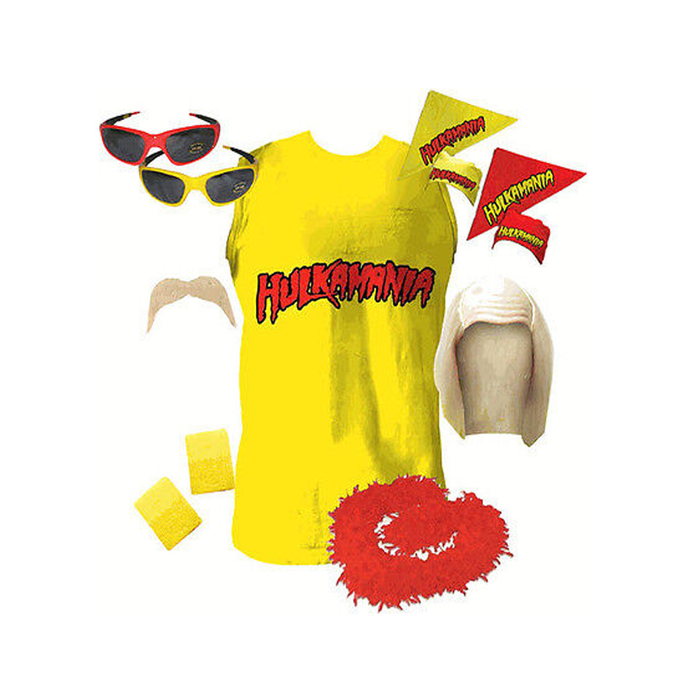 Hulkamania Hulk Hogan Halloween Cosplay Costume Set (Shirt-Wig-Bandana-Glasses) Hulkamania Hulk Hogan Halloween Cosplay Costume Set (Shirt-Wig-Bandana-Glasses)