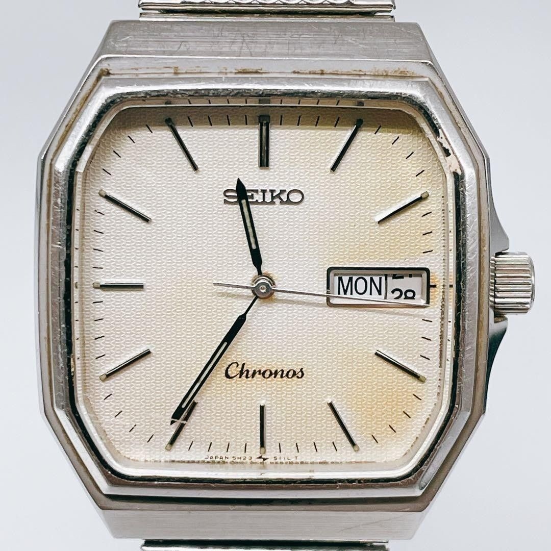 Vintage Seiko Chronos 5H23-5100 Silver Quartz Men’s Watch From JP Tested