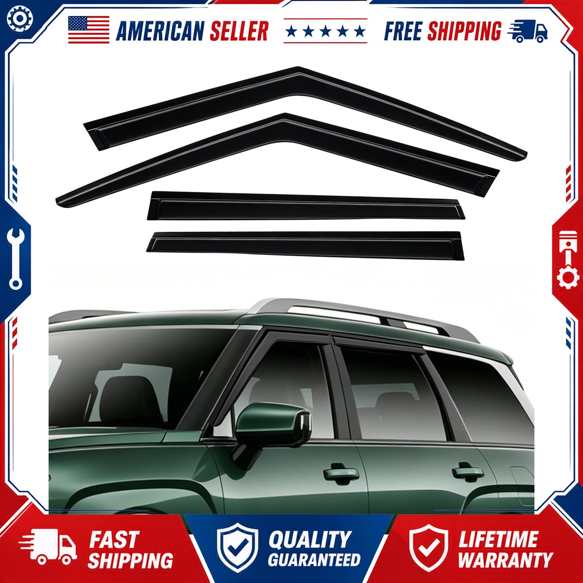 4pcs Smoke Black Window Visors Rain Guards For 2026 Hyundai Palisade Vent 4pcs Smoke Black Window Visors Rain Guards For 2026 Hyundai Palisade Vent