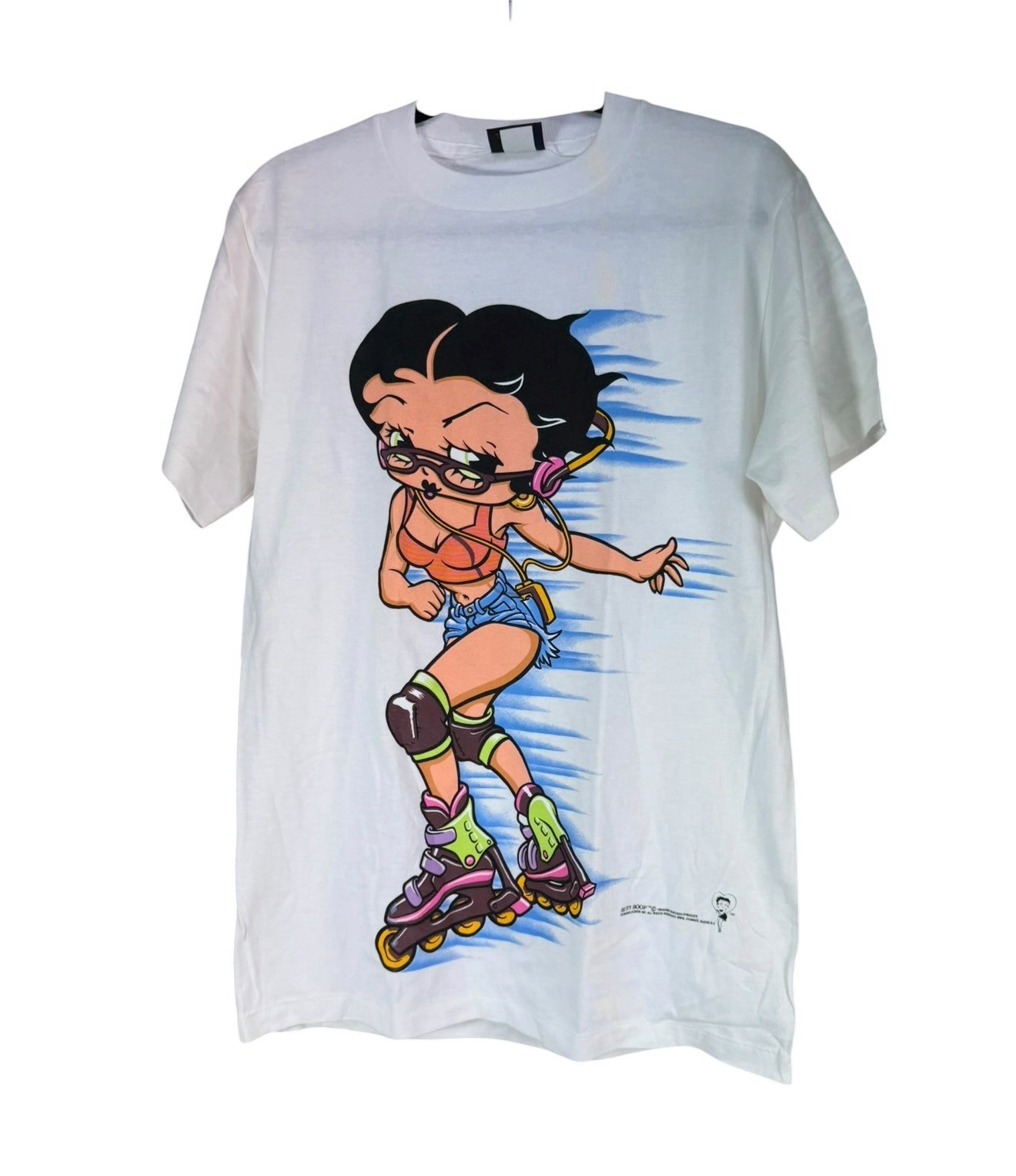 Vintage 1994 Betty Boop Rollerblading Double Sided Shirt 100% Cotton Y2K Size M 