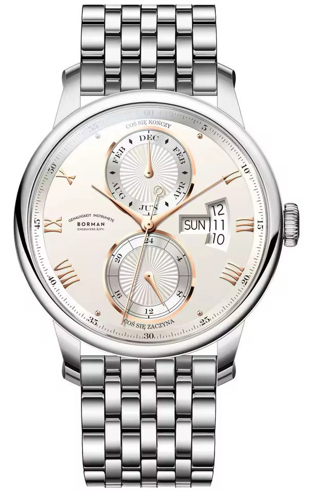 BORMAN Men's 42mm Luxury Wristwatch 3876 Multifunction Calendar Watch Champagne
