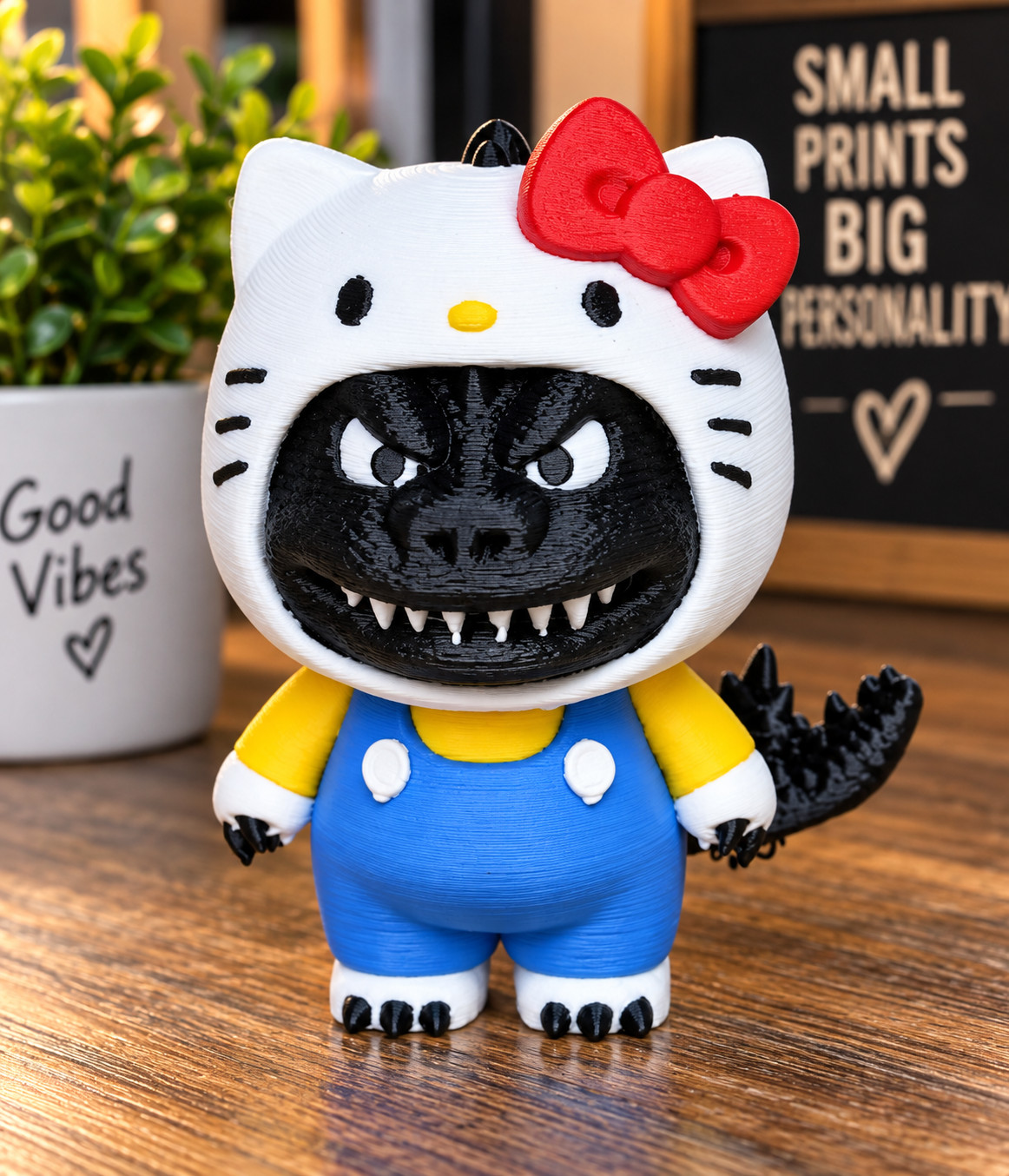 3D Printed Godzilla In Hello Kitty Costume 3D Printed Godzilla In Hello Kitty Costume