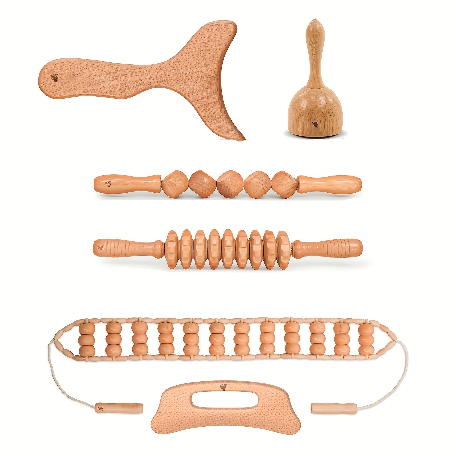 6-in-1 Wooden Gua Sha Massage Tool Set for Relieving Muscle Fatigue and Soreness