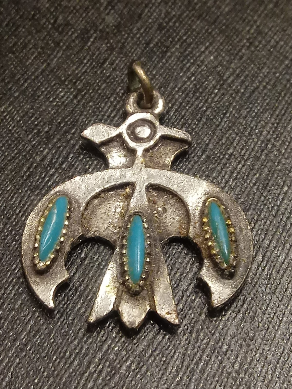 Vintage Southwest Signed Sancrest Faux Turquoise Thunderbird Pendant Vintage Southwest Signed Sancrest Faux Turquoise Thunderbird Pendant