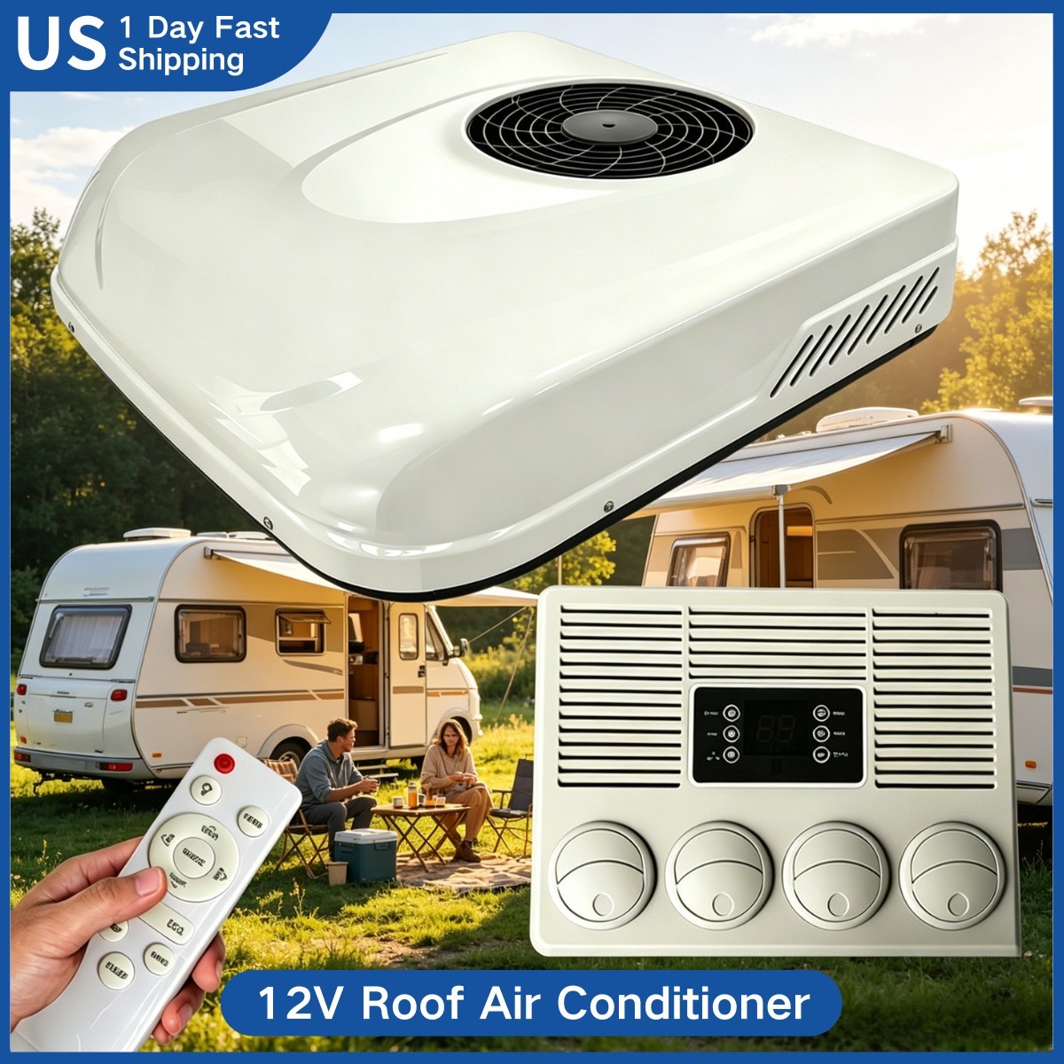 Complete 12V Rooftop AC System Universal Air Conditioner for RV Motorhome Trucks